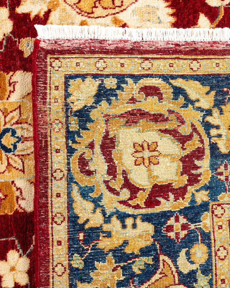 Ottoman, One-of-a-Kind Handmade Area Rug Red, 6' 1" x 9' 2"