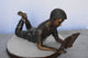 A Set of Boy and Girl Reading Books Bronze Statue -  Size: 31"L x 10"W x 14"H.