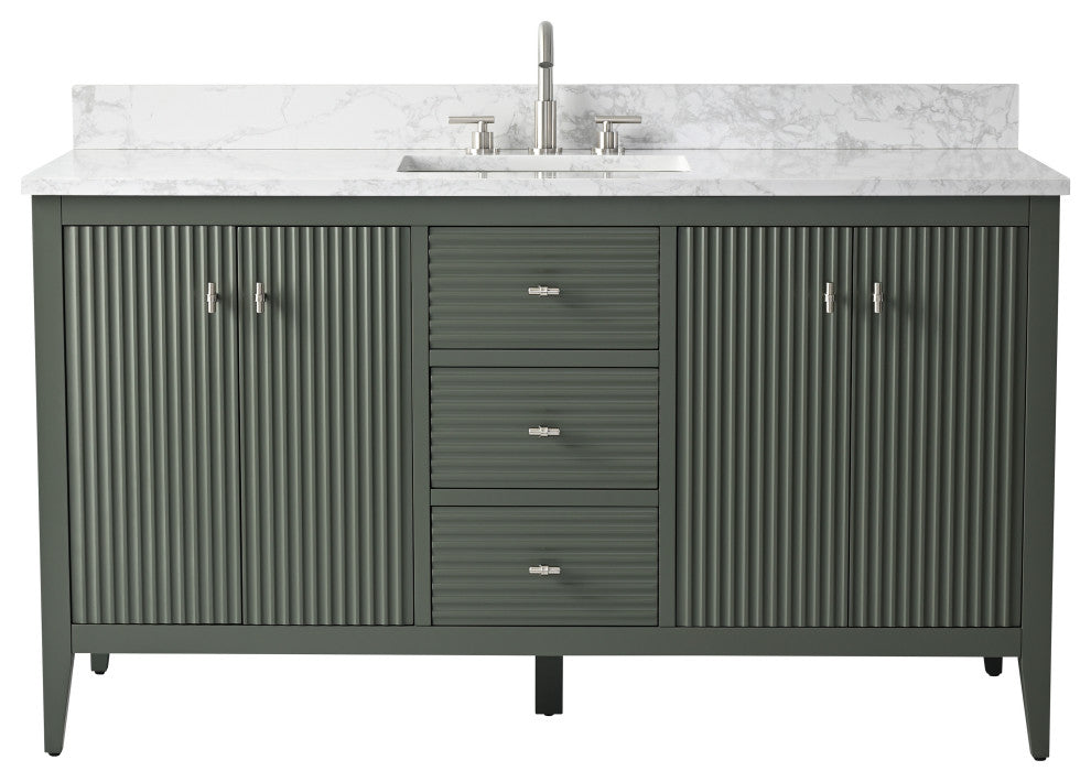 Vanity Art Freestanding Vanity, Vintage Green, 60", Single Sink, Brushed Nickel