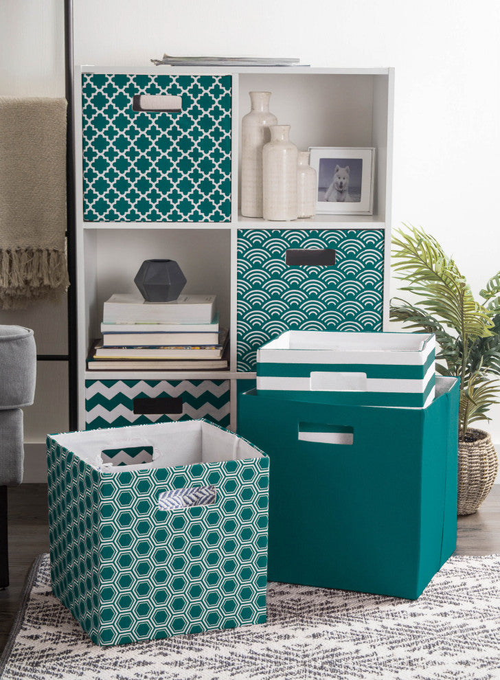 Polyester Cube Waves Teal Square 13"x13"x13"