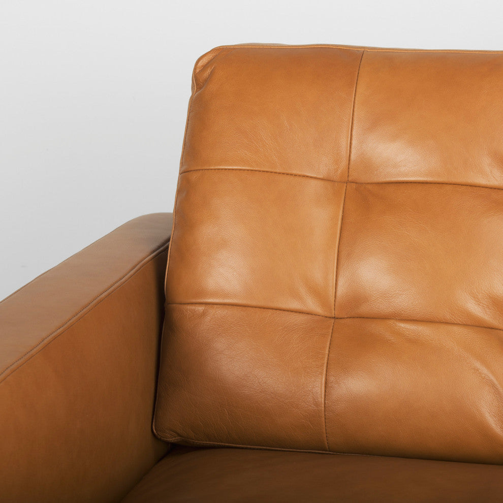 Olaf 88.2Lx37.8Wx35H Tan Leather Sofa