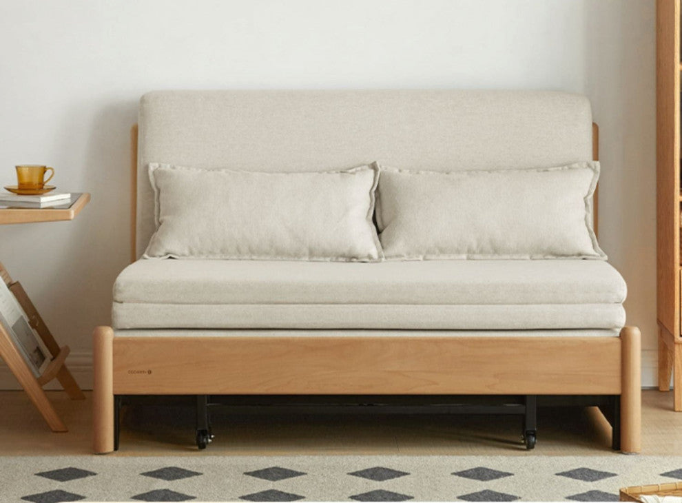 Solid Wood Sofa Bed, Sleeper Sofa, Beech Log 72.8x33-78.1x30.3" Rush Gray