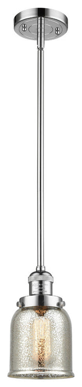 Small Bell 1-Light LED Pendant, Polished Chrome, Glass: Silver Mercury