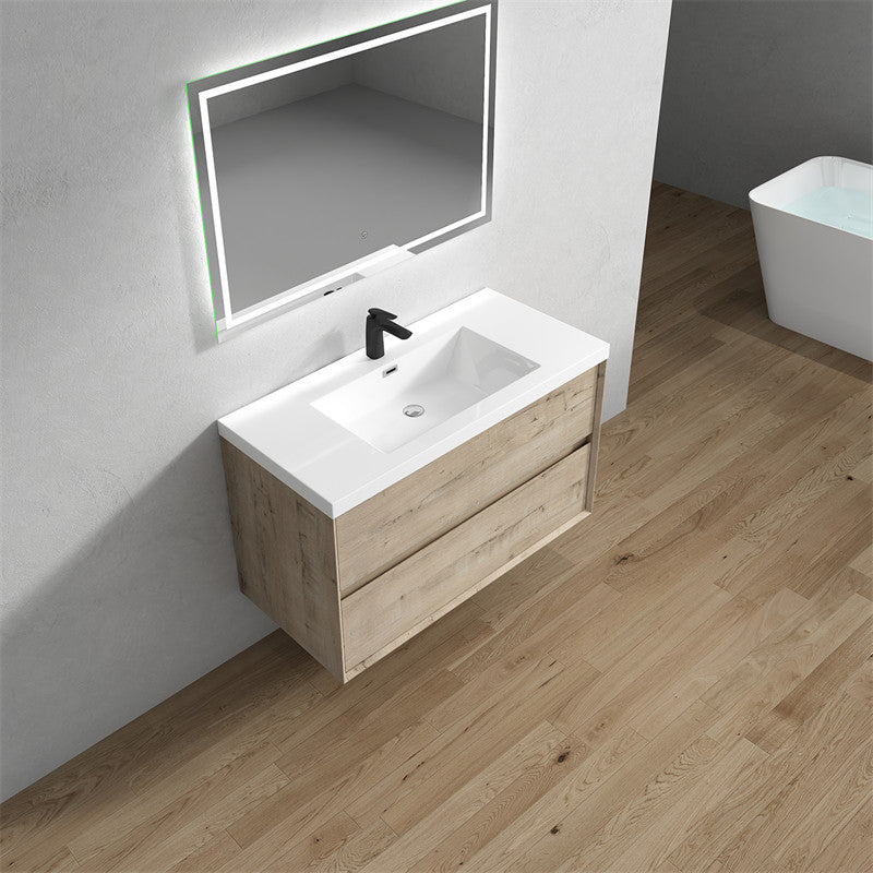 Ashley 42'' Floating Vanity, Acrylic Top, Light White Oak