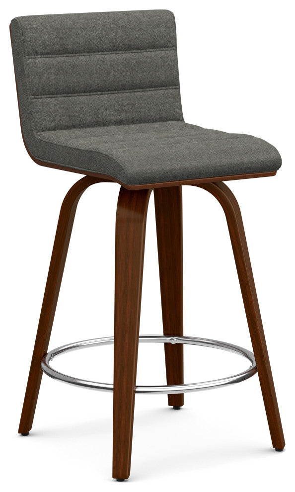 Roland Swivel Counter Height Stool, Grey Linen Look Fabric