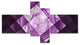 Purple Pixel Field of Squares, Abstract Wall Art Canvas, 60"x32", 4 panels