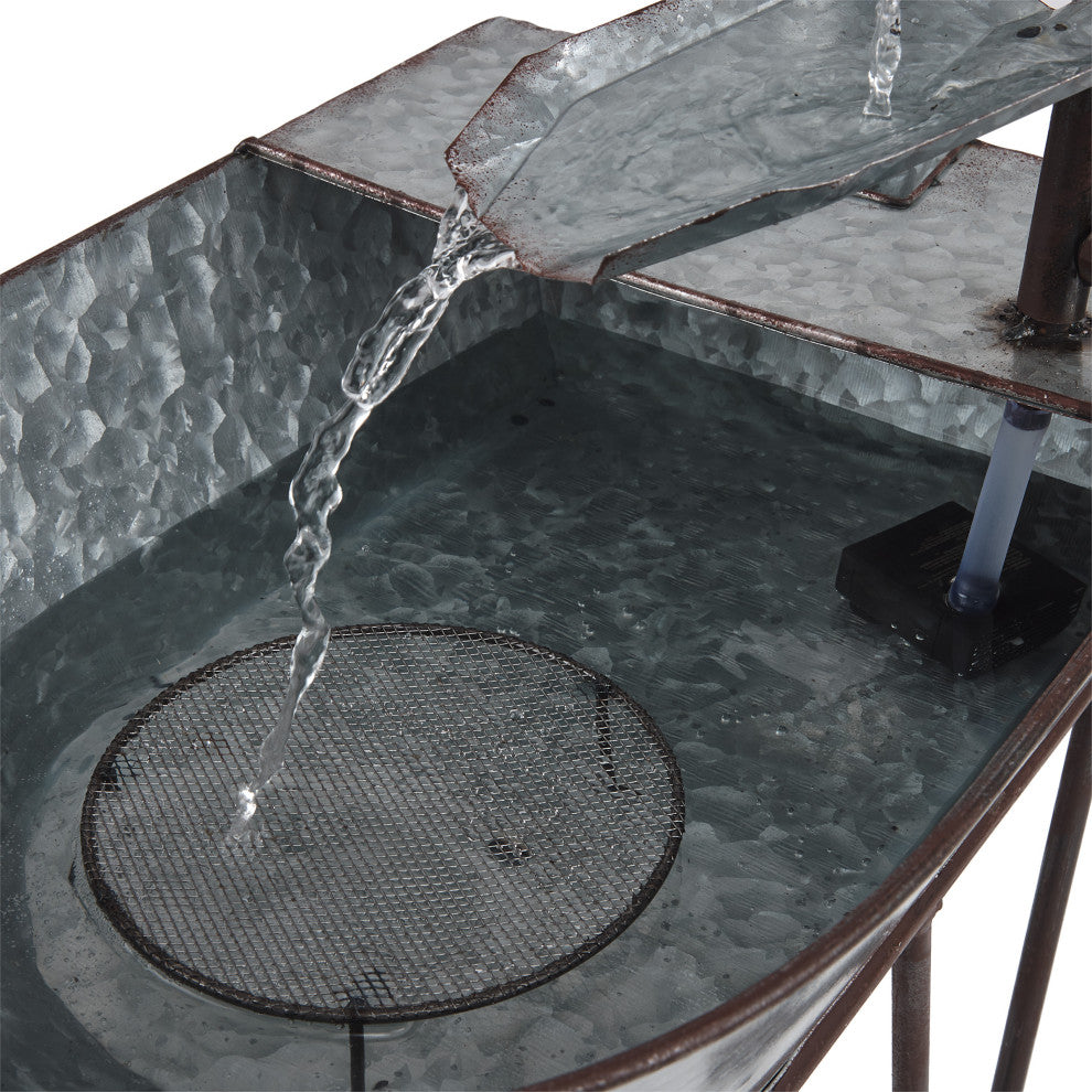 Metal Watering Can Wheelbarrow Fountain