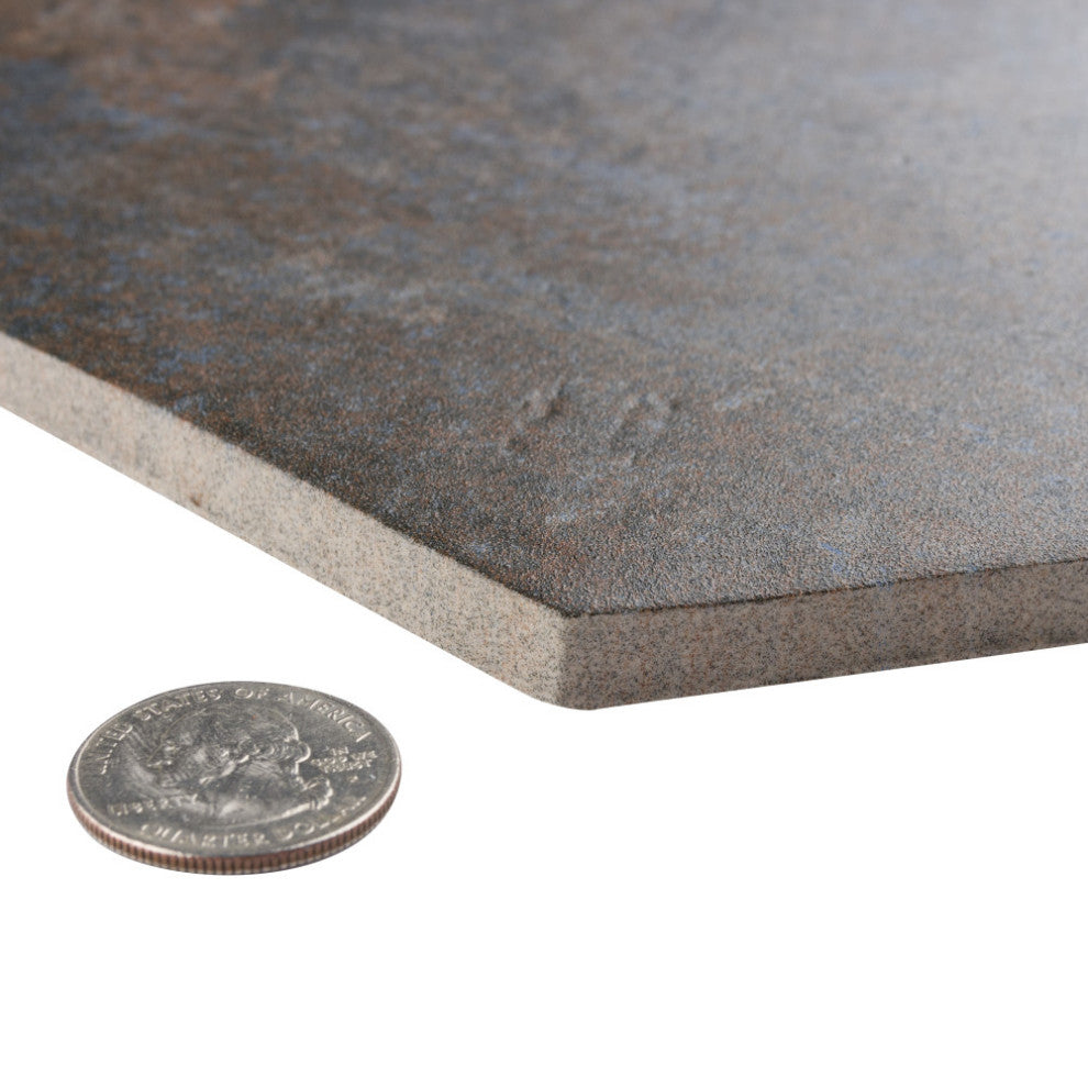Boston Ferro Hex Ombra Porcelain Floor and Wall Tile