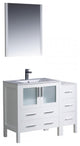 Fresca Torino 42" White Modern Bathroom Vanity, Side Cabinet, Integrated Sink