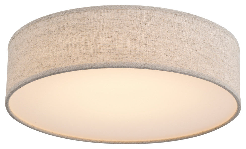 Nuvo 1-Light 15" LED Beige Fabric Flush Mount