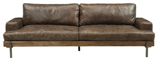 ACME Silchester Leather Sofa in Oak and Distress Chocolate