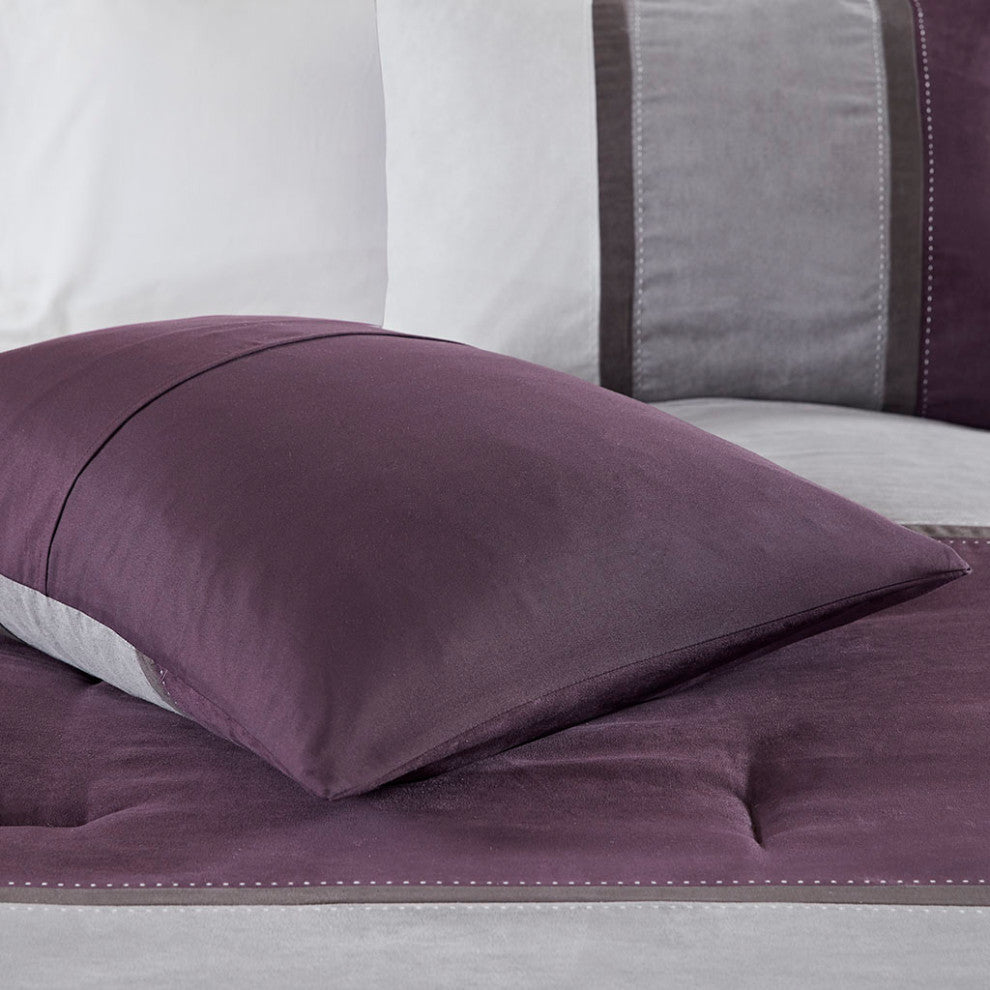 Madison Park Palisades Palizzate Suede 7-Piece Comforter Set, Purple, Cal King