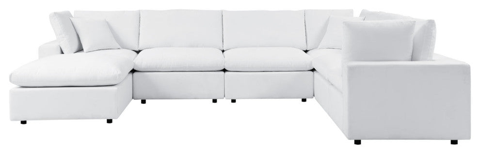 Modular Lounge Sectional Deep Sofa Chair Set, Sunbrella, White, Modern, Outdoor