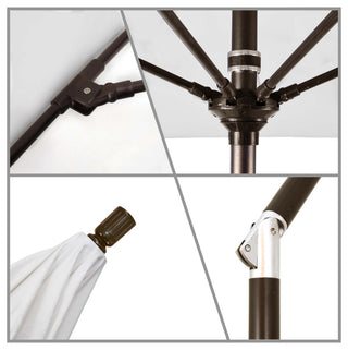 9' Bronze Collar Tilt Crank Aluminum Umbrella, Pacifica, Black