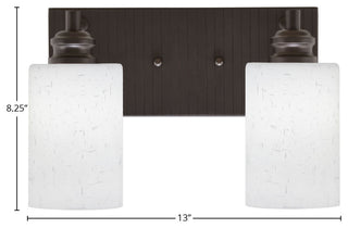 Edge 2-Light Bath Bar, Espresso Finish, 4" White Muslin Glass