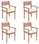 Vidaxl Garden Chairs, Set of 4, With Cream Cushions Solid Teak Wood