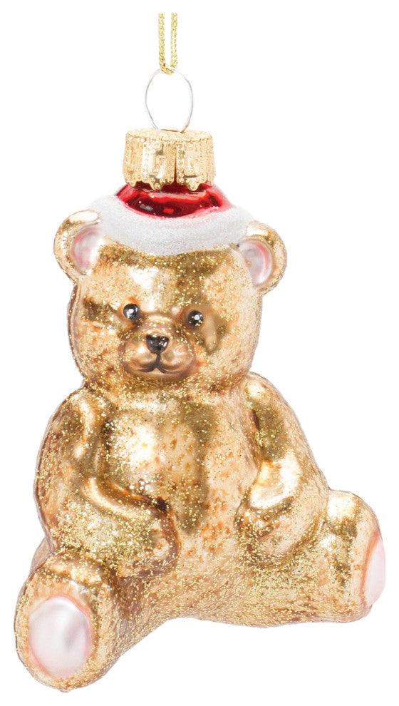 Glass Teddy Bear Ornament, Set of 12