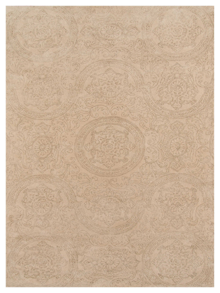5" X8" X 0.5" Beige Wool Area Rug
