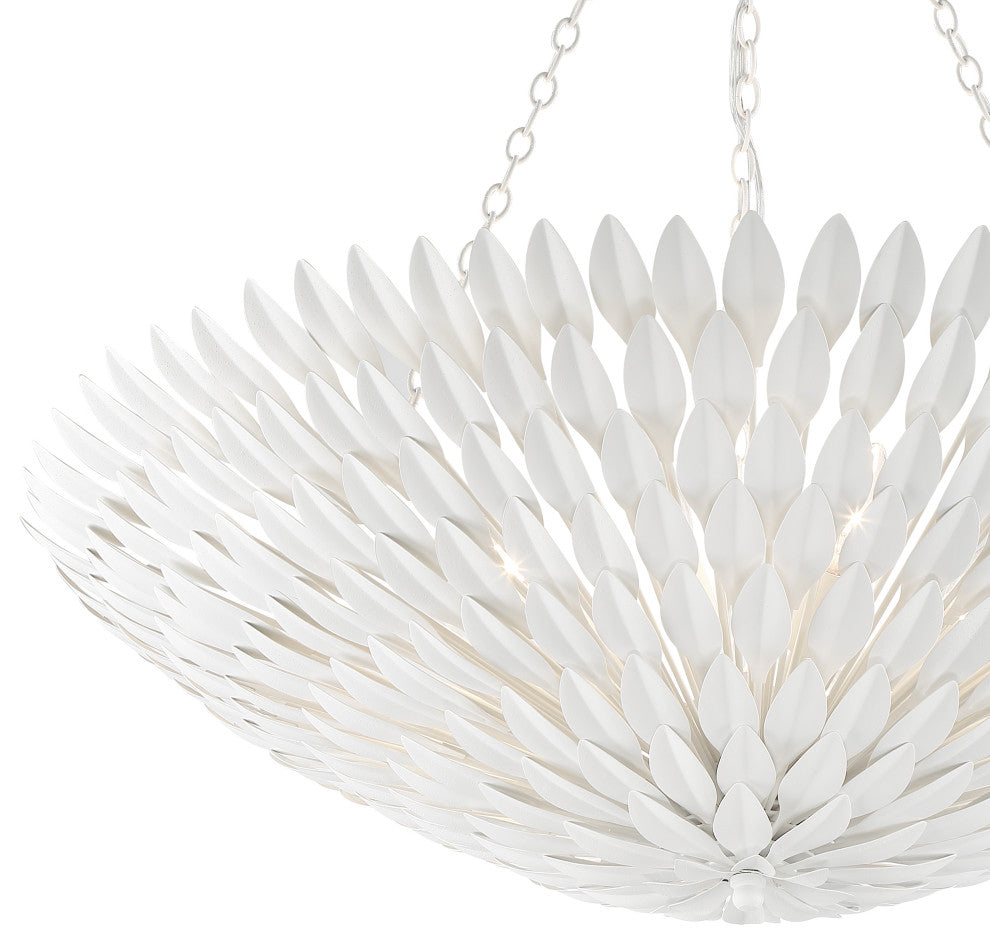 Broche Eight Light Chandelier in Matte White