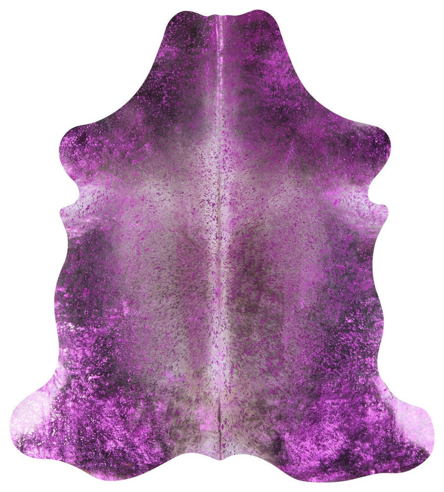 6' 10" X 6' 5" Pink Metallic Cowhide Rug C2134