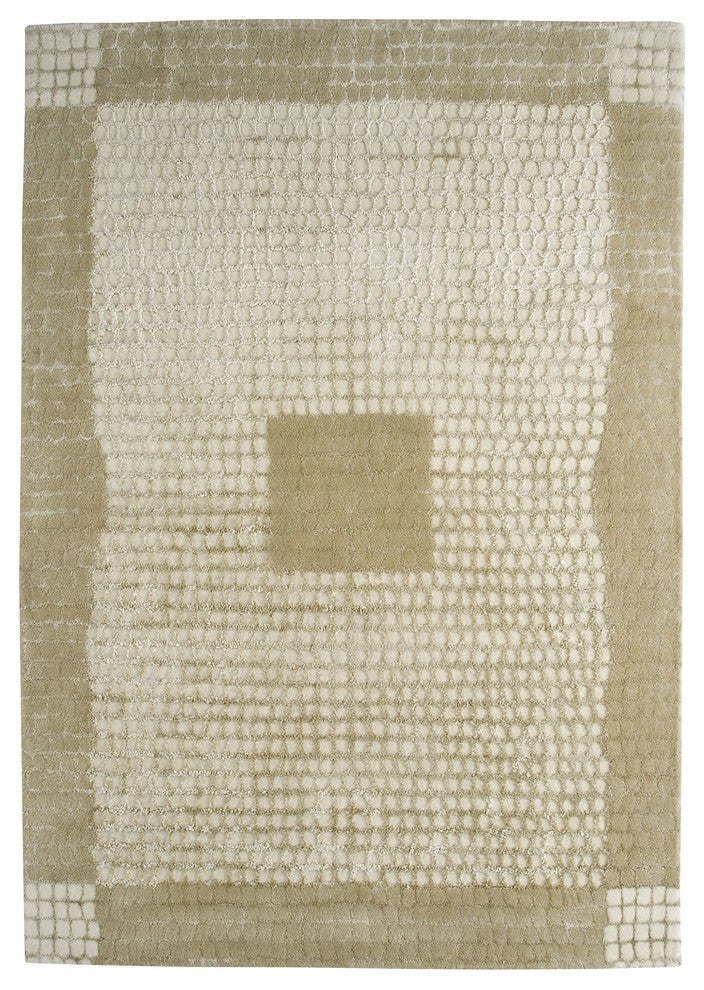 Hand Tufted Beige Wool Area Rug, 5''6"x7''10"