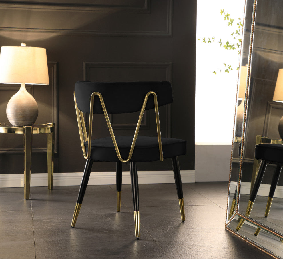Rheingold Upholstered Dining Chair, Black, Velvet