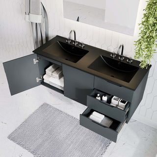 Vitality 48" Double Sink Bathroom Vanity, Gray Black