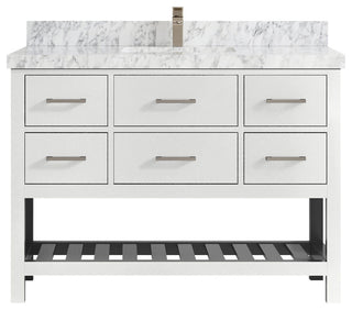 Parker 48 Single Sink Bath Vanity in White 2" Carrara Marble