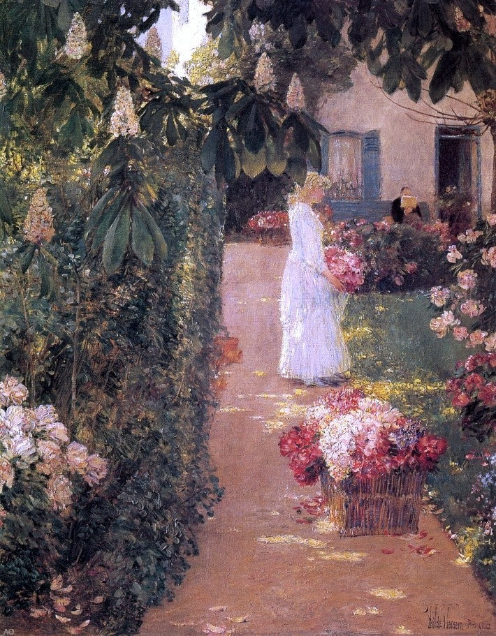 Frederick Childe Hassam Gathering Flowers in a French Garden Wall Decal