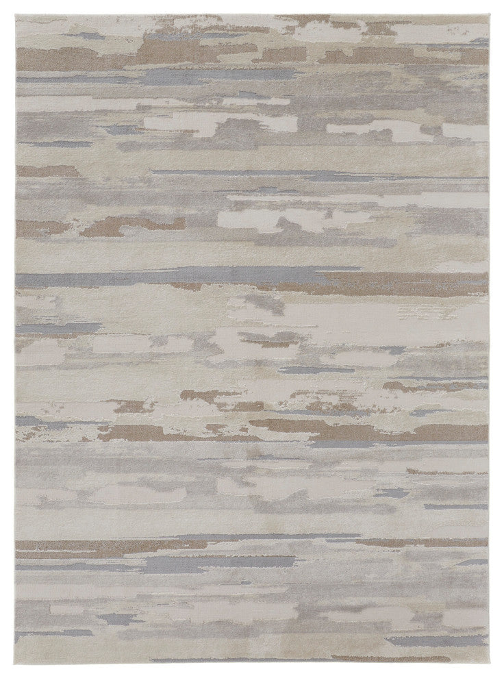 Weave & Wander Kayden Streak/Painterly Rug, Brown/Ivory, Rug, Ivory, 6'-7" X 9'-