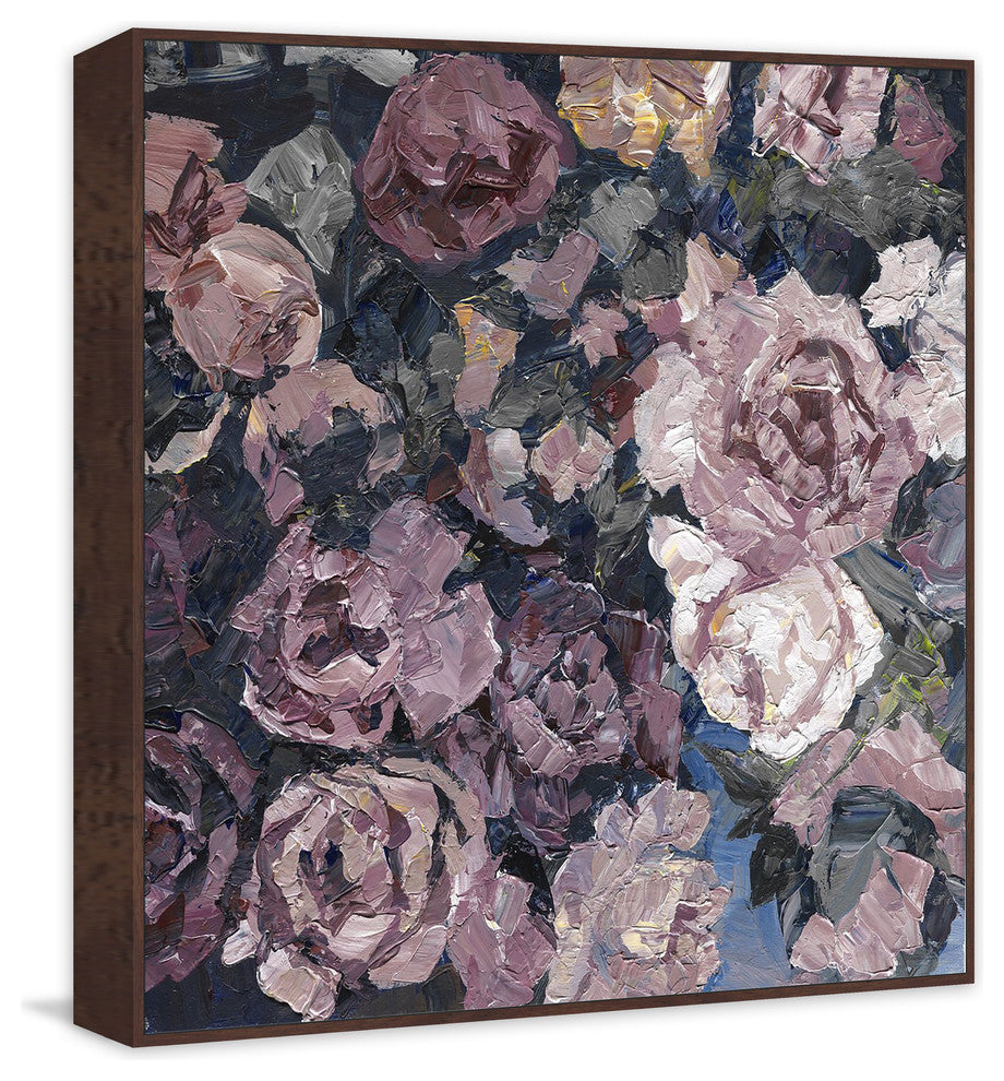 "Taupe Floral" Floater Framed Painting Print on Canvas, 24"x24"