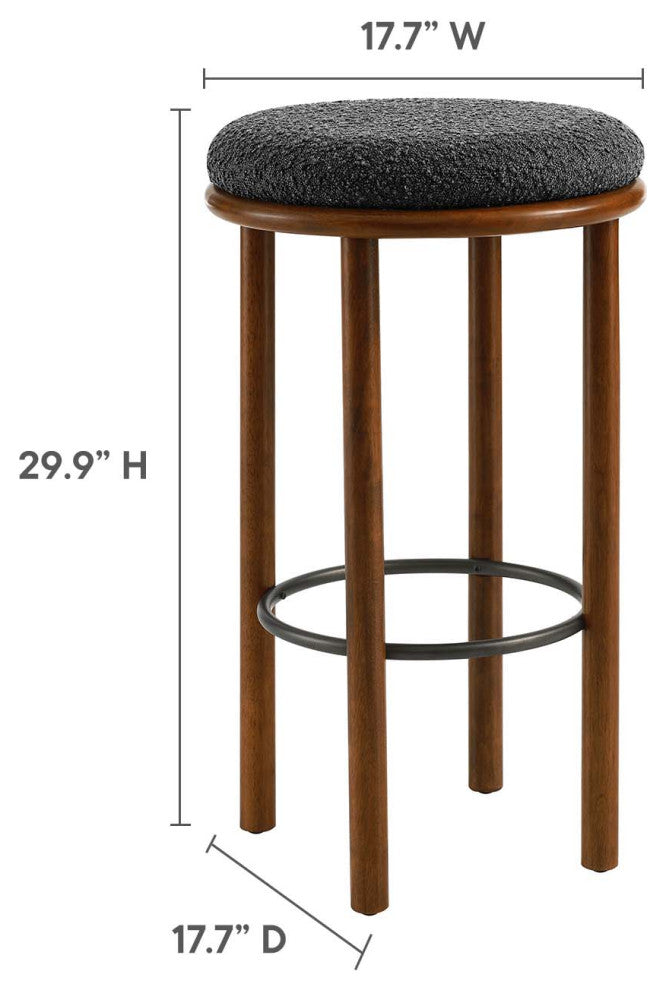 Fable Boucle Fabric Bar Stools - Set of 2 - Walnut Charcoal