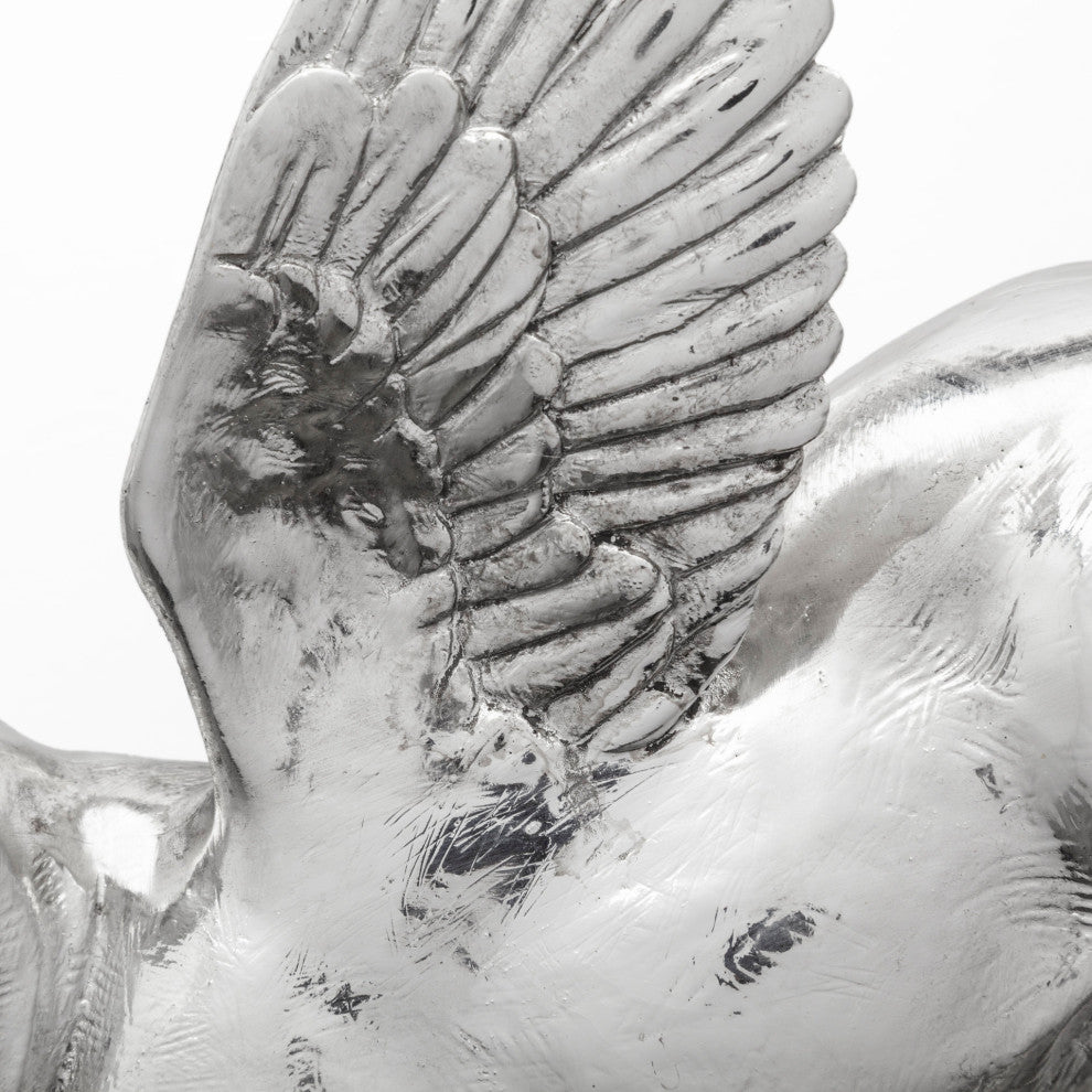 Hogbadi I White Resin Flying Pigs, Set Of 2, Silver