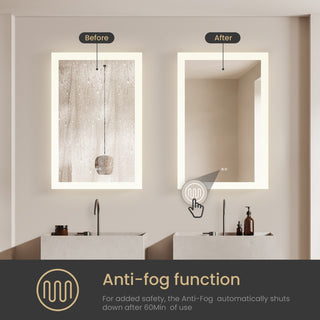 Beijing Rectangular Frameless LED Wall Bath Vanity Mirror, Acrylic, 24"w X 40"h