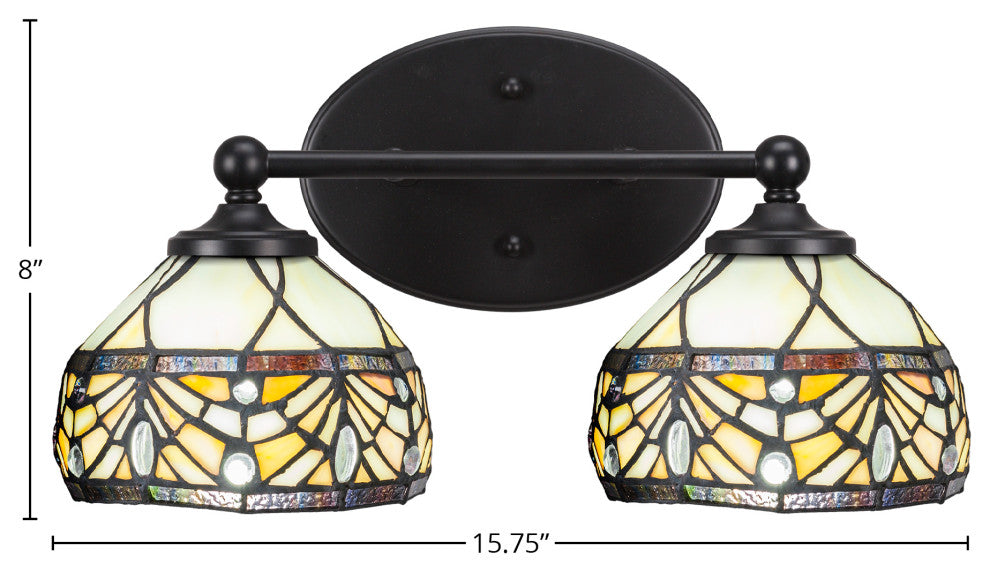 Capri 2-Light Bath Bar, Matte Black/Royal Merlot Art