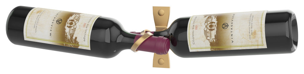 Helix Dual 5 (minimalist wall mounted metal wine rack), Golden Bronze, Standard