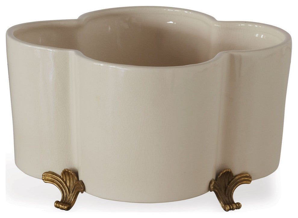 Cream Quatrefoil Planter