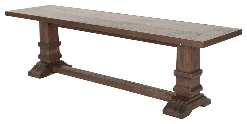 Wooden Large Dining Bench, Rustic Java Brown