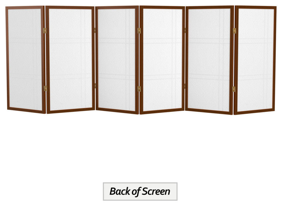 3' Tall Double Cross Shoji Screen, Walnut, 6 Panels