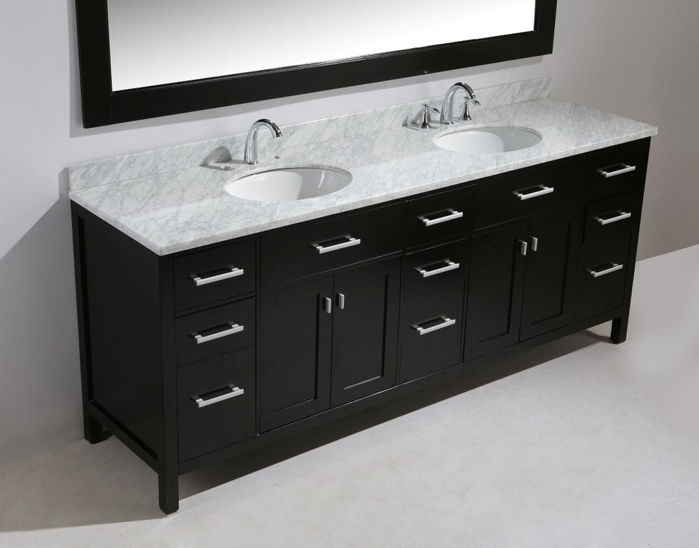 London 84" Double Sink Vanity Set, Espresso Finish
