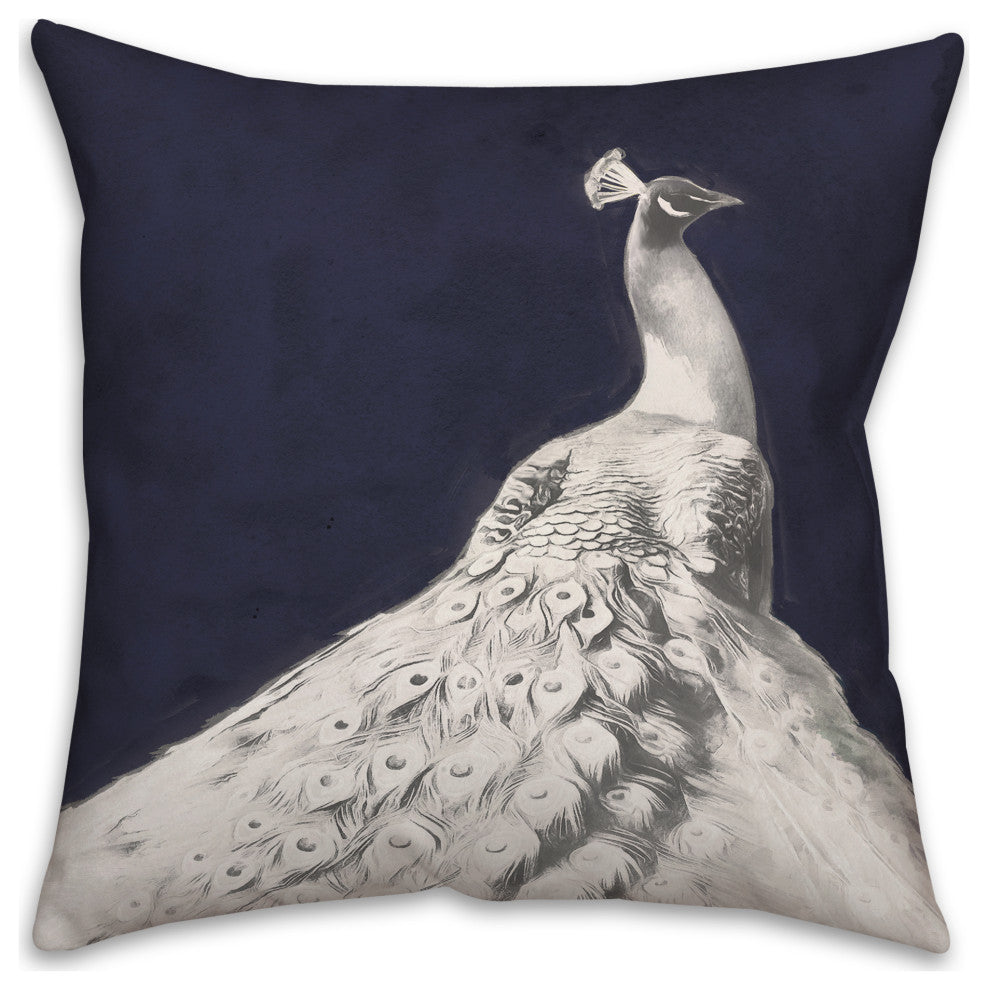 Glorious White Peacock 16x16 Spun Poly Pillow