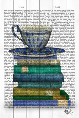 "Teacup and Books" Painting Print on White Wood, 12"x18"