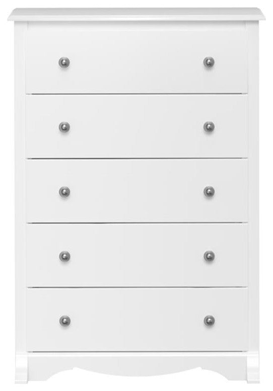 Prepac Monterey 5 Drawer Chest in White Finish