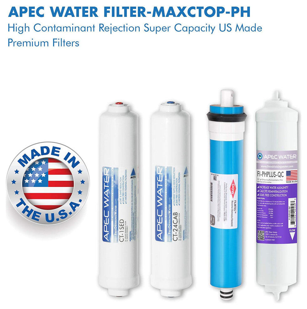 APEC pH+ Complete Replacement Filter Set for Countertop RO System (Stage 1-4)
