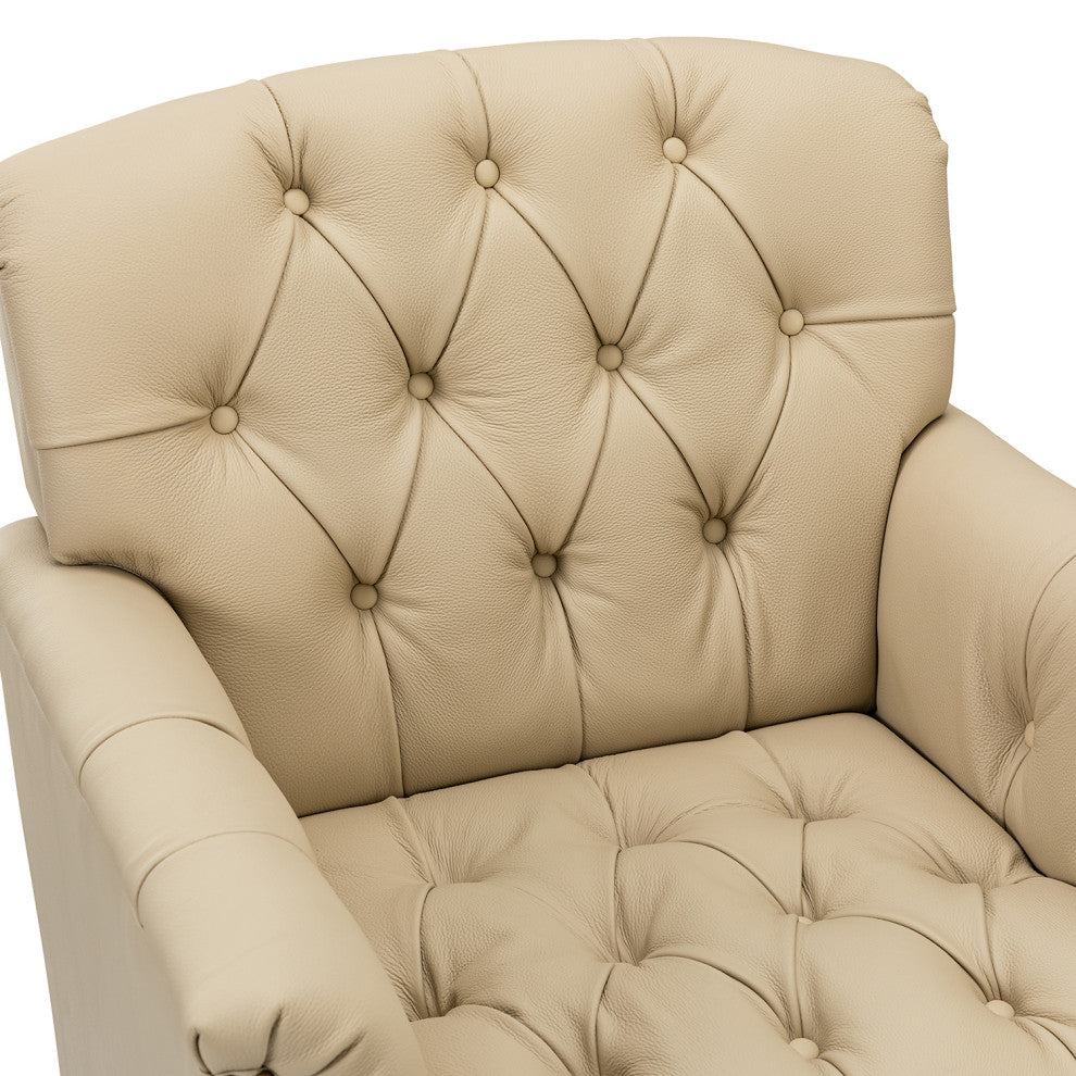 Bertram Genuine  Leather Armchair, Beige