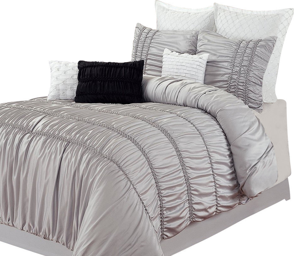 Romantica Silver King 9-Piece Comforter Bed In A Bag Set