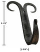 10 Coat Hat Robe Hook Wrought Iron Black Scroll 5" |