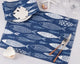 Fish Design Table Mats (Set of 4), Navy Blue, 14"x20"