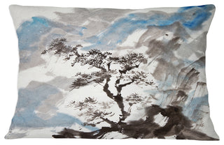 Chinese Pine Tree Trees Throw Pillow, 12"x20"