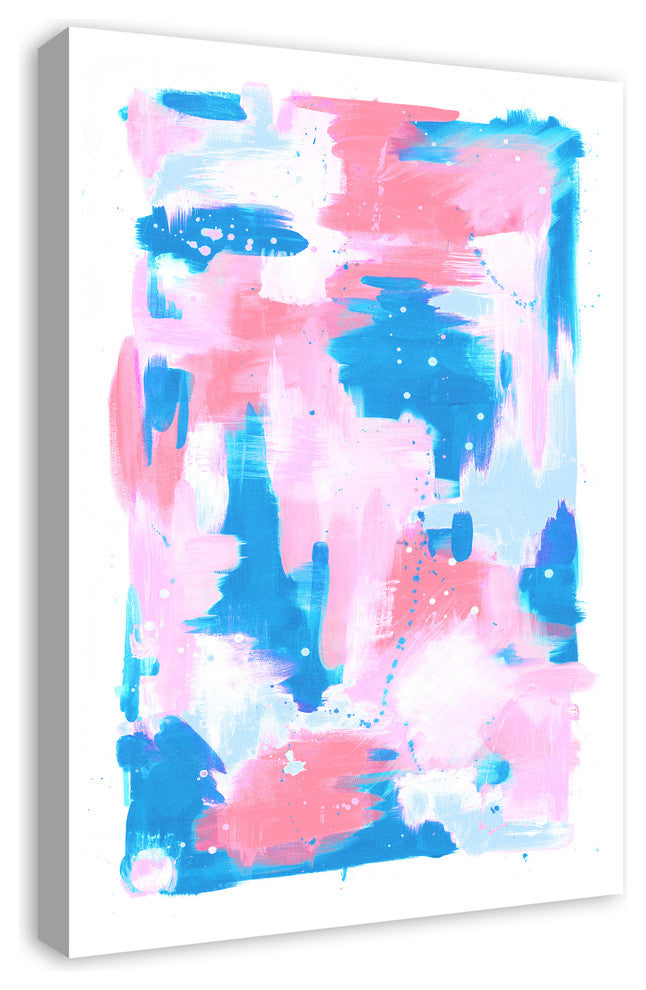 Pink and Blue Abstract Pastel Splash 20x30 Canvas Wall Art